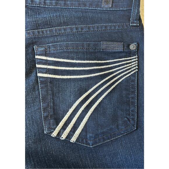 7 For All Man Kind Dojo Jeans Women's Dark Wash Flare Low Rise Size 27 - Picture 8 of 10